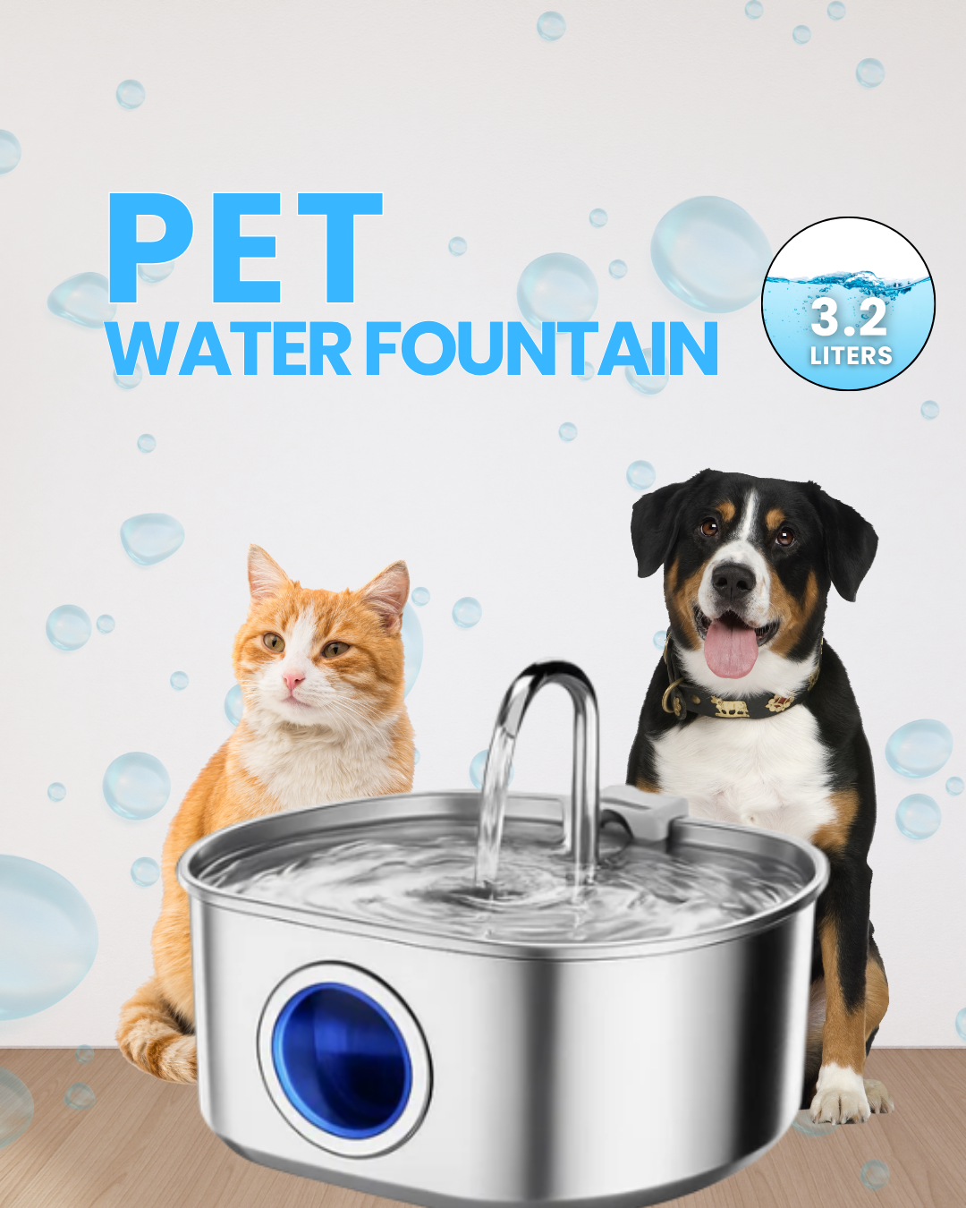 Stainless Steel Cat Water Fountain 108 oz(108 oz)
